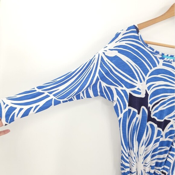 Tori Richard Honolulu Blouson Mini Dress Smocked Waist Floral Print Blue… - Picture 6 of 11